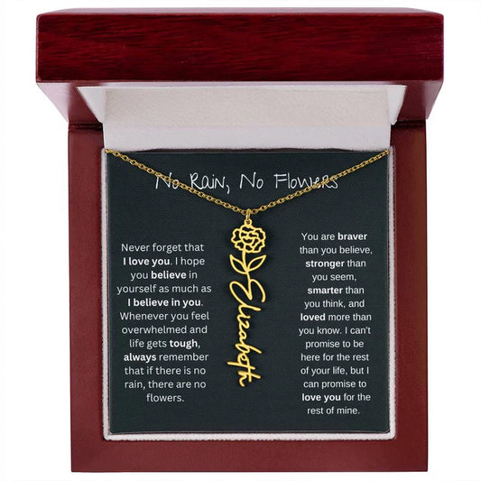 [LIMITED TIME ONLY] No Rain - No Flowers - Never Forget That I Love You | Birth Flower Name Necklace